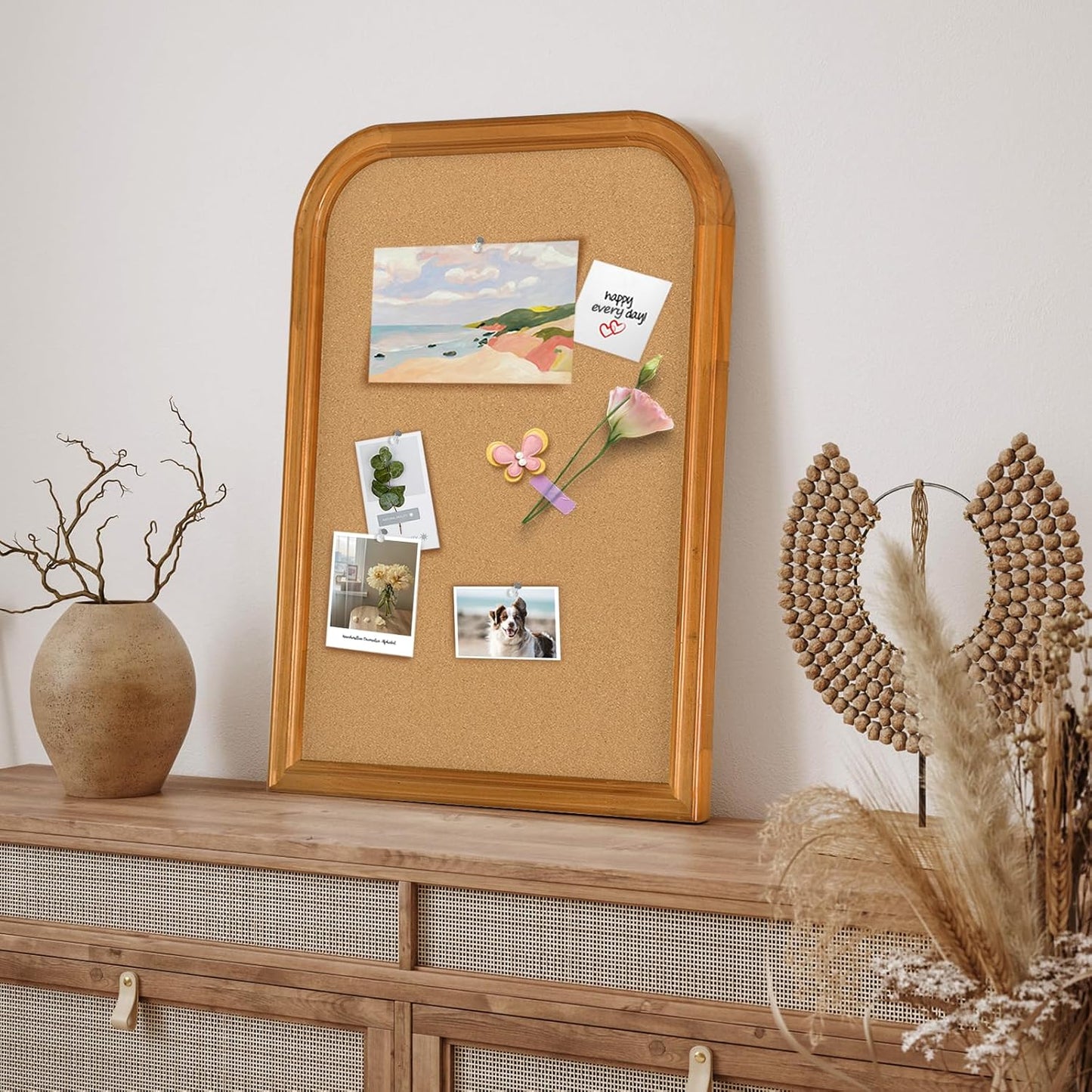 Cork Board for Walls, 17X13 inches Bulletin Board with Frame, Decorative Hanging Pin Board Vision Board Message Board for Office School Home Decor(2R&2S,4333,1p)