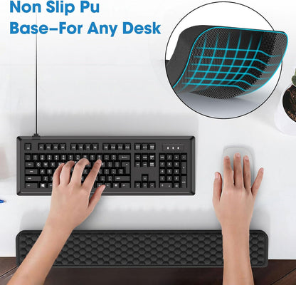 MEKASS L-Shaped Desk Wrist Rest Elbow, Forearm & Wrist Comfort Support for Table or Desk Edge, Non-Slip, Memory Foam Padding 2-Piece Set (Oval Black
