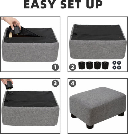 CAROLMADE Small Foot Stool Ottoman Footstool with Legs Under Desk Footrest for Living Room Bedroom and Office, Soft Ivory White