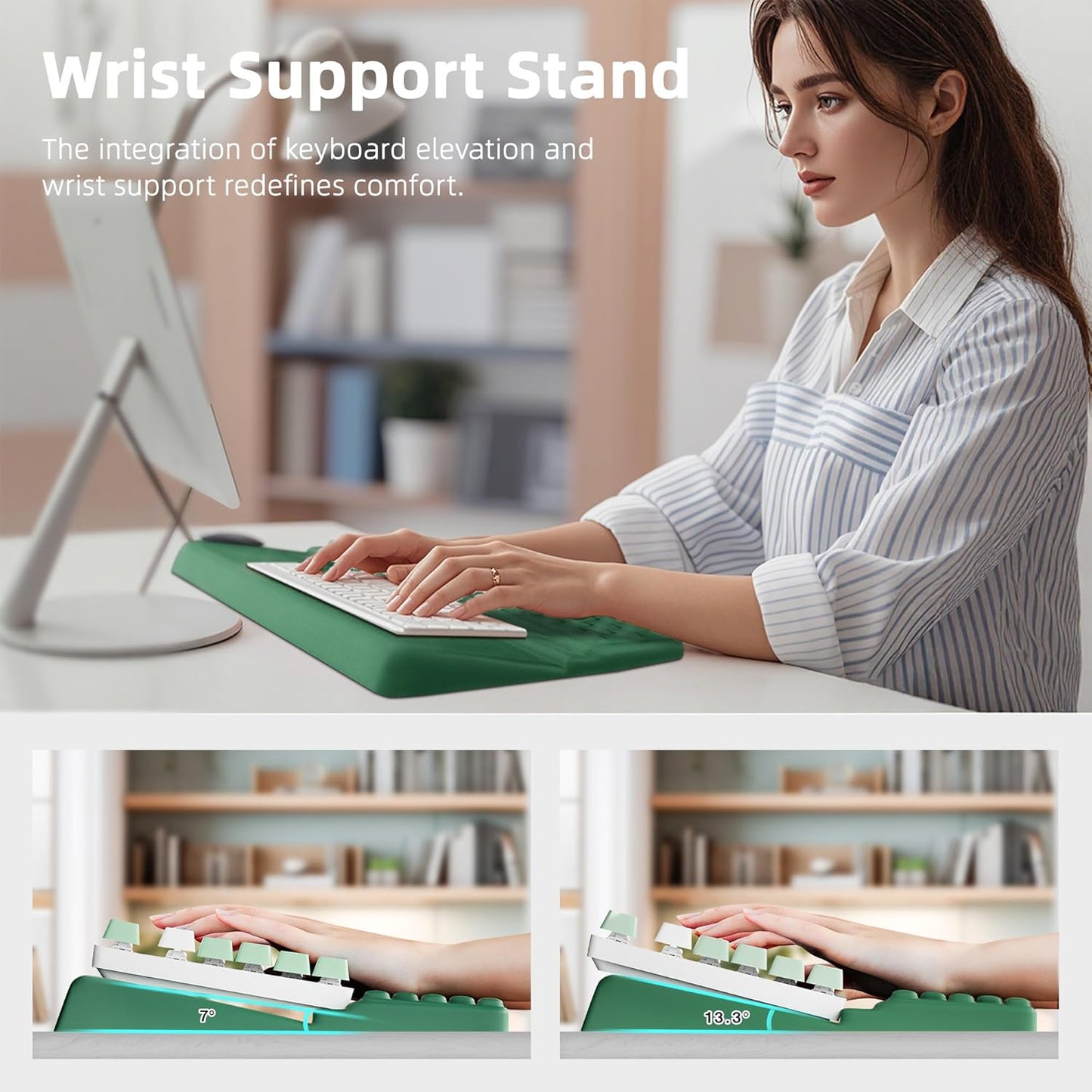 Ospelelf Tilt Keyboard Stand with Wrist Rest, Comfy Ergonomic Keyboard Riser Holder for Office Home