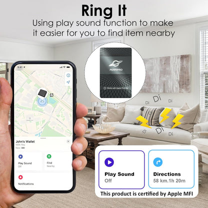 Wallet Tracker Card (Both iOS and Android) | No Monthly Fee | Waterproof | Wireless Charging | Anti-Lost, Thin Bluetooth Smart Card Finder for Wallet, Luggage, Backpack