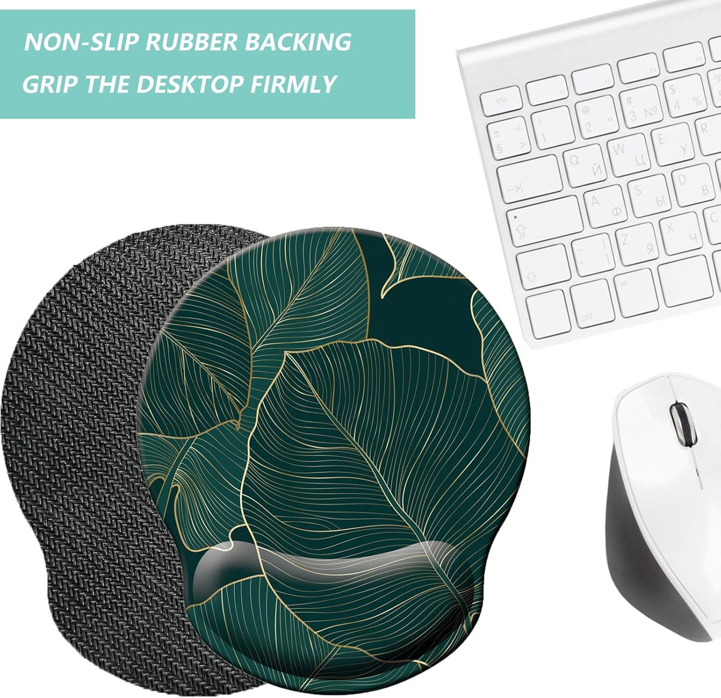 Mouse Pad with Wrist Support, Ergonomic Mouse Pad with Memory Foam Wrist Rest Cushion, Non-Slip Rubber Base Gaming Mice Pad for Home Office Computer Laptop, Flowers Grass