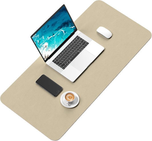 Hsurbtra Desk Pad, 23.6" x 13.8" PU Leather Desk Mat, M Extended Mouse Pad, Waterproof Desktop Blotter Protector, Non-Slip Ultra Thin Small Laptop Keyboard Writing Mat for Office Home, Pink