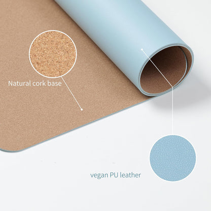 RENMTURE Desk Pad, Cork & PU Leather Desk Mat, Large Mouse pad, Non-Slip Desk Protector and Blotter, Waterproof Writing Pad, Desk Accessories and Organizers for Home Office (Light Yellow, 32"x16")