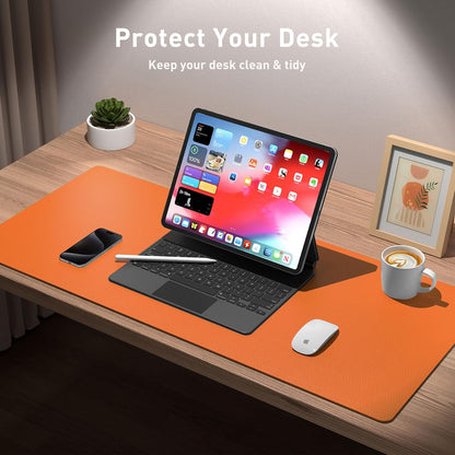 Aothia Non-Slip Waterproof PU Leather Desk Pad Protector for Mouse, Writing Desk, Office, Home, Laptop Blotter, 23.6" x 13.7", Black - Colors A