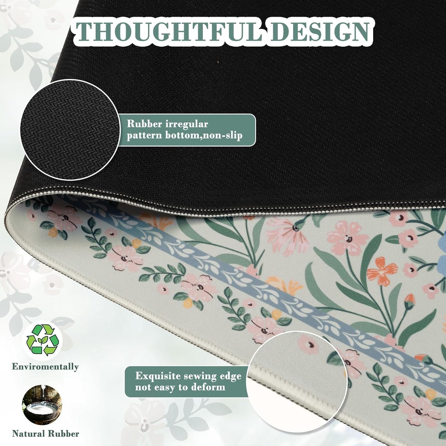 iCasso Desk Mat for Keyboard and Mouse, Large Mouse Pad, Desk Pad Mat, Anti-Slip Big Mousepad with Stitched Edges for Computer Desktop(Deep Green)