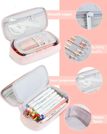 YOKUMA Pencil Case,Large Capacity Pencil Pouch,Aesthetic Zipper Pencil Box, Back to School Supplies for College Student Teen Adults,Travel Essentials,Electronic Cable Organize