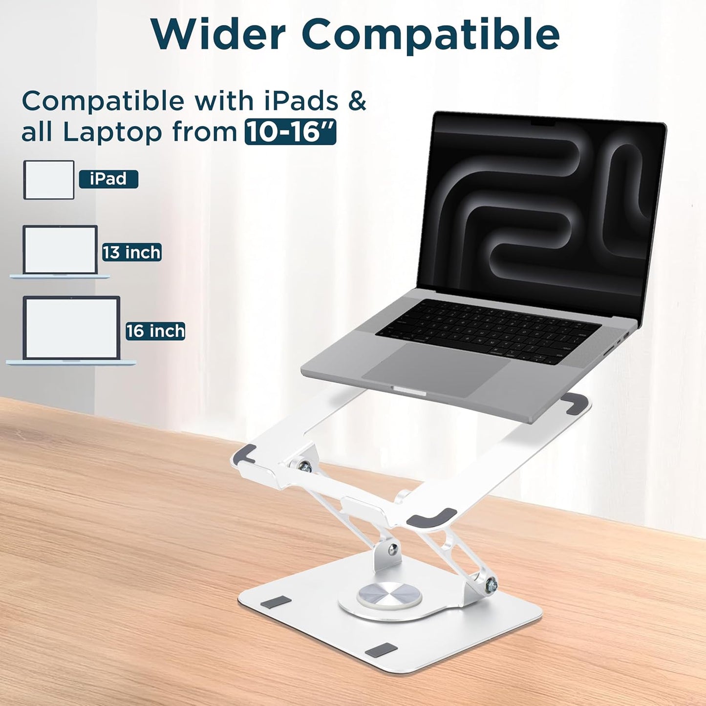 Uncaged Ergonomics Swivel Laptop Stand for Desk, Adjustable Computer iPad Stand for Desk w/ 360 Rotation, Portable Laptop Holder for Home Office Ergonomic Supplies