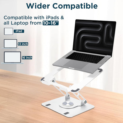 Uncaged Ergonomics Swivel Laptop Stand for Desk, Adjustable Computer iPad Stand for Desk w/ 360 Rotation, Portable Laptop Holder for Home Office Ergonomic Supplies