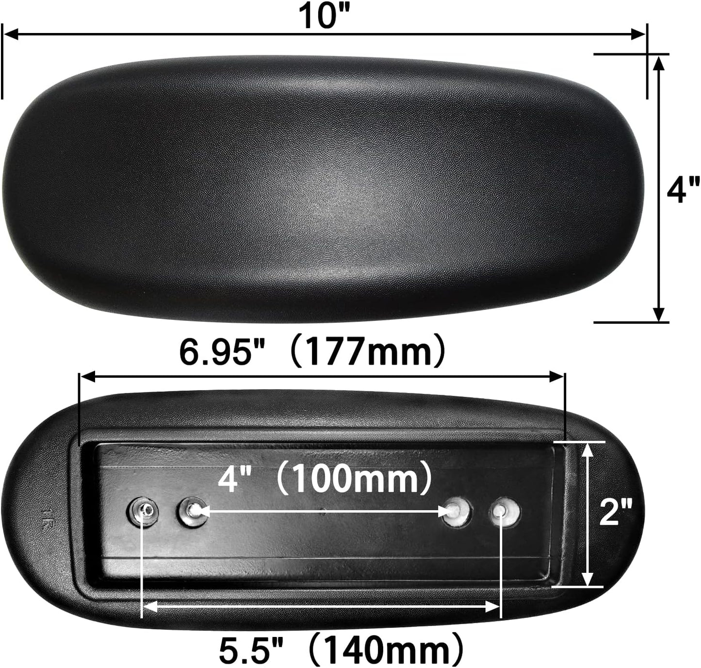 MySit Office Chair Armrest Replacement Arm Pads Univeral 4" Mounting Hole (Set of 2) Black