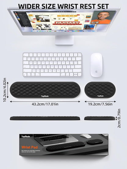 TopMade Keyboard Wrist Rest, Cooling Gel & Upgrade Soft Memory Foam Design Wrist Support for Keyboard, Full-Size Keyboard Hand Rest Pad, Ergonomic Palm Rest for for Long Hours of Work, Gaming, Black