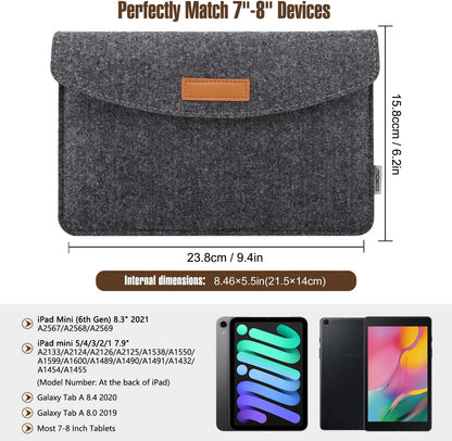MoKo 9-11 Inch Felt Tablet Sleeve Bag Carrying Case Fits with New 11-inch iPad Air M2, New 11-inch iPad Pro M4, iPad 10th Gen 10.9, iPad 9/8/7th 10.2, iPad Air 5/4th 10.9, iPad 9.7 - Dark Gray