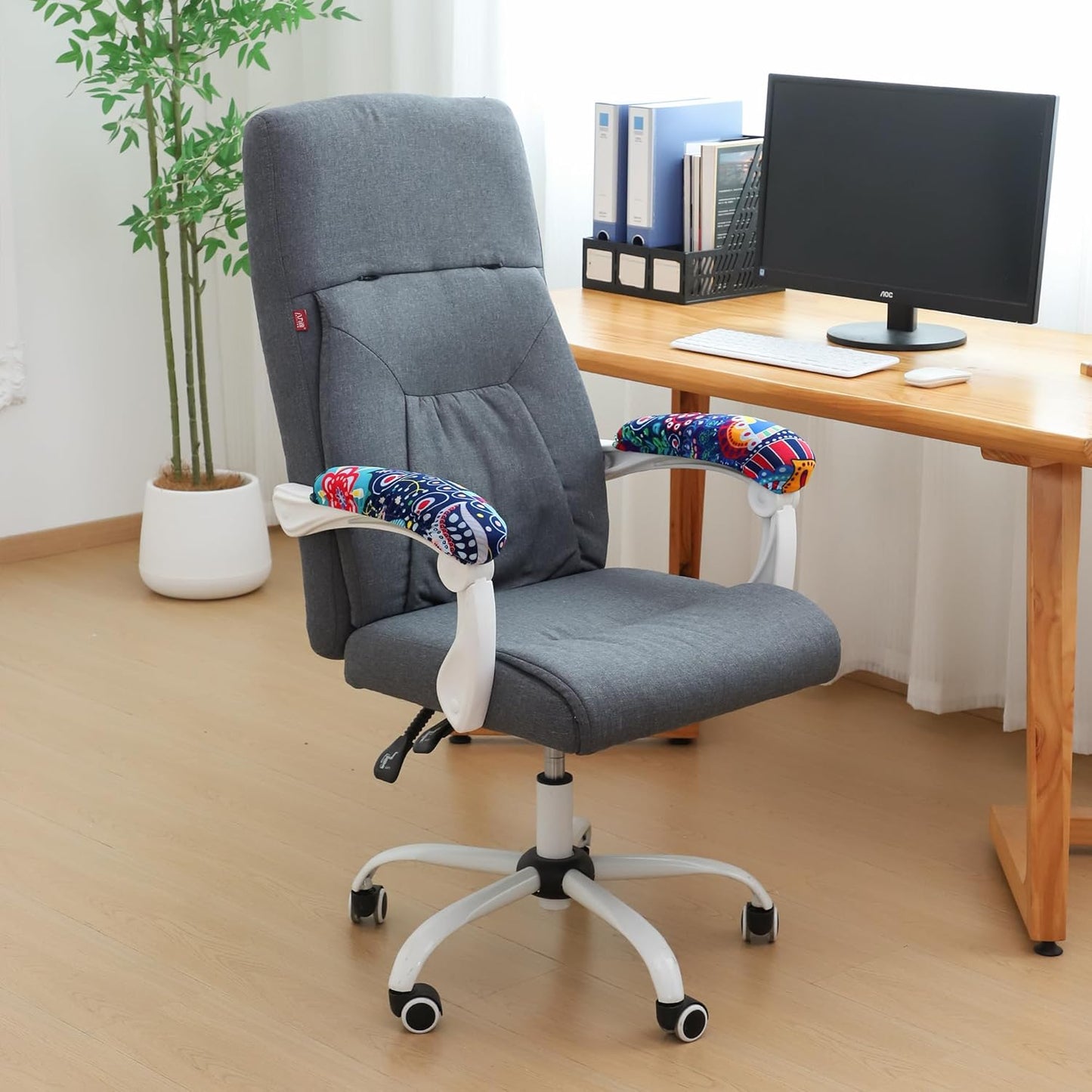 FORCHEER Office Chair Armrest Covers 12-15 Inch Velvet Elastic Black Arm Rest Covers for Desk Computer Chairs Washable