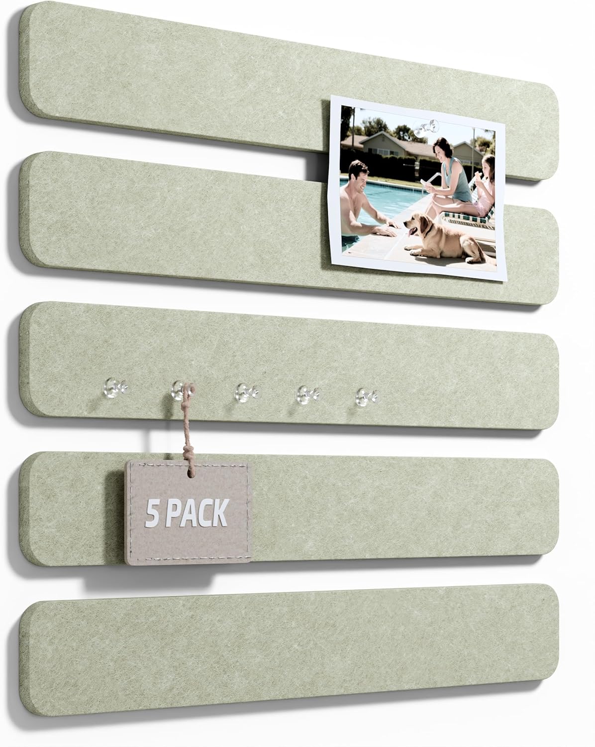 Fluxynara Cork Board Alternative Felt Strip Board 8-Pack 13"x2", Office Pin Board with 50 Push Pins, Adhesive Install for Bedroom Door & Home Office(Linen Dusk)