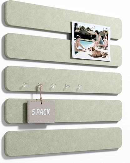 Fluxynara Cork Board Alternative Felt Strip Board 8-Pack 13"x2", Office Pin Board with 50 Push Pins, Adhesive Install for Bedroom Door & Home Office(Linen Dusk)
