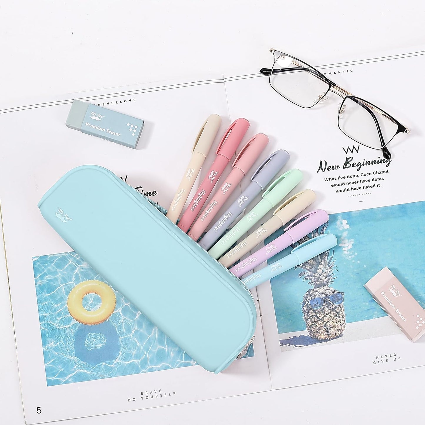 Mr. Pen- Silicone Pencil Case, Aesthetic Pencil Bag for Women, Makeup Pouch, Multifunctional Pouch for Stationery, Cosmetics and Electrical Goods Storage