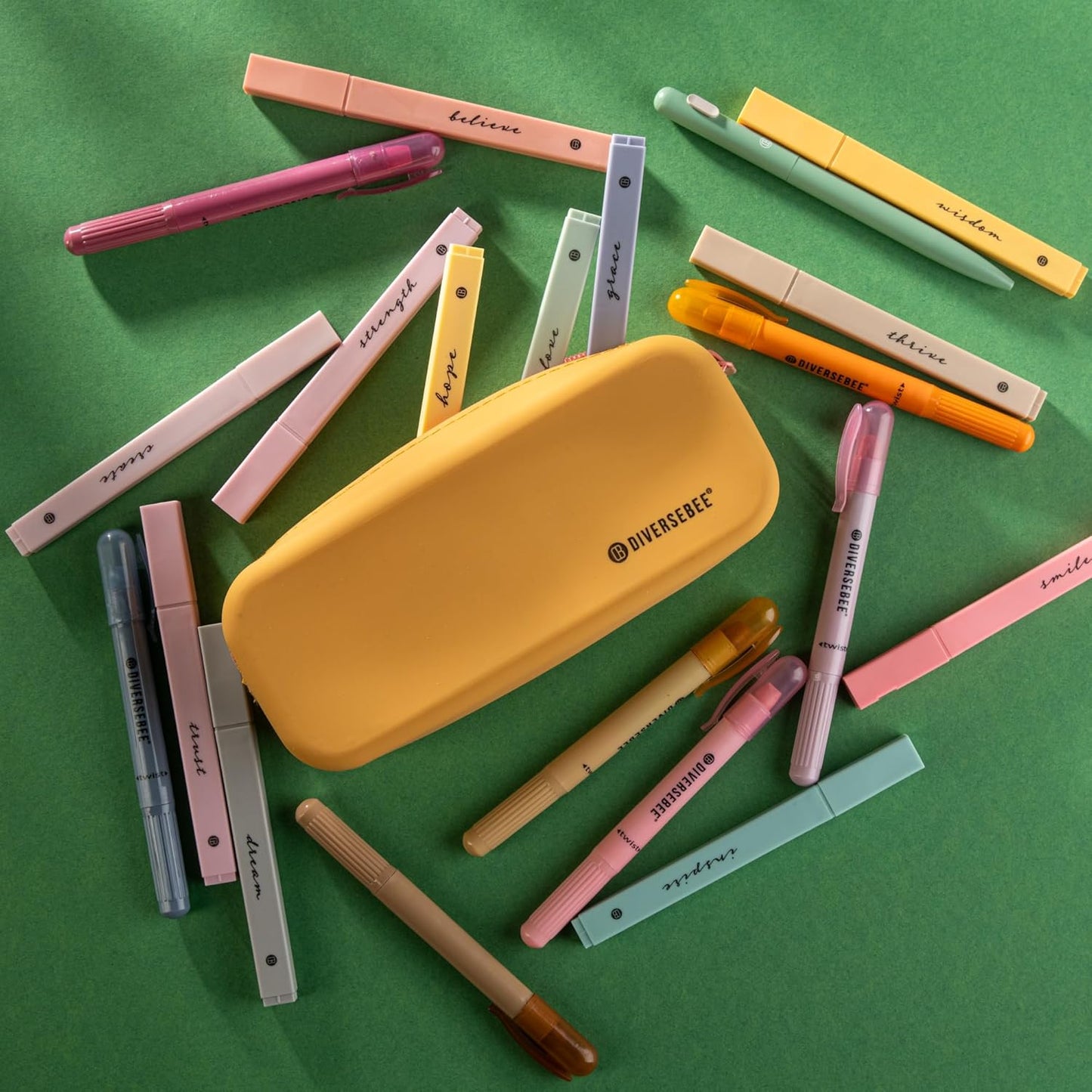 DIVERSEBEE Soft Silicone Pencil Case, Aesthetic Pencil Pouch with Zipper, Cute Pen Bag for School, Bible Journaling Supplies and Accessories, Pencil Organizer (Grape)