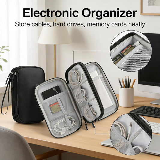 Travel Storage Box - Hard EVA Protective Cover for Mobile Power Bank, Charger, Cable, Phone and Accessories - Portable Storage Bag for Airplane, Business Travel, Home Furnishings