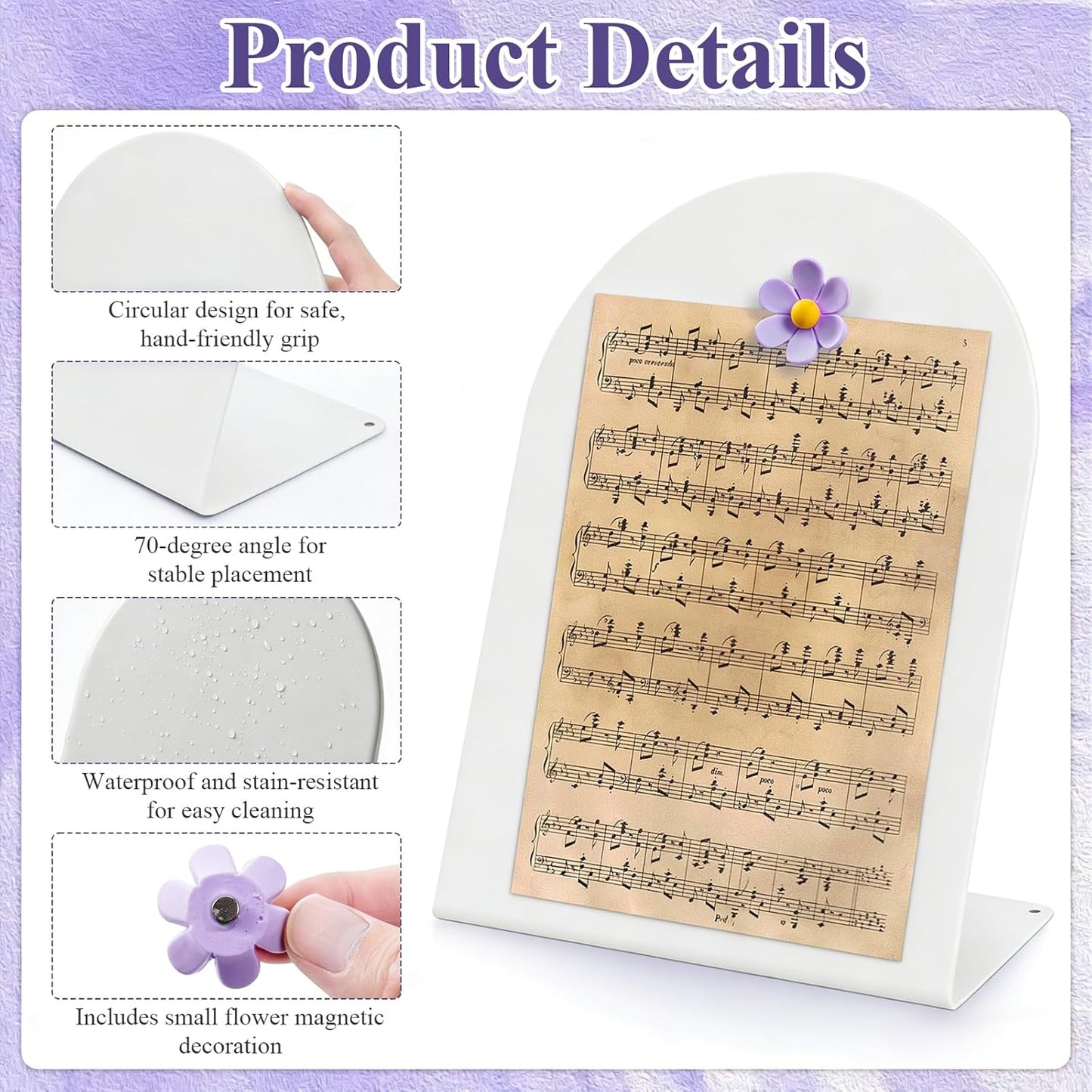 2 Pcs Magnet Display Stand with 6 Flower Magnets, 11 x 8 in Magnetic Display Board for Home Office School Kitchen Table Supplies (Pink)