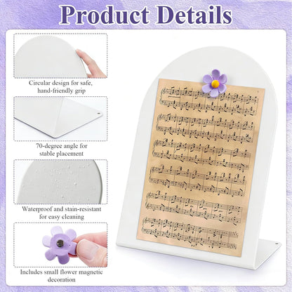 2 Pcs Magnet Display Stand with 6 Flower Magnets, 11 x 8 in Magnetic Display Board for Home Office School Kitchen Table Supplies (Pink)