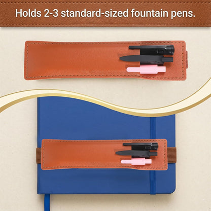 3 PCS Elastic Pen Holder for Notebook, PU Leather Notebook Pen Holder Portable Pencil Holders Adjustable Pens Sleeve Pouch with Stretchable Band for School Office Hardcover Journals Planners