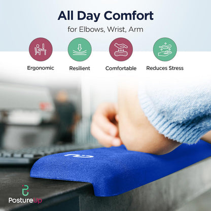 EdgeRest PostureUp L-Shaped Desk Long Wrist Rest Elbow, Forearm & Wrist Comfort Support for Table or Desk Edge, Non-Slip, Memory Foam Padding, Ergonomic Design for Work, Universal Fit, Black
