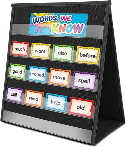 EAMAY Magnetic Desktop Tabletop Stands Pocket Chart Foldable Small Dry Erase Board Classroom Tool for Kids Education (12W*15L, Magnetic)