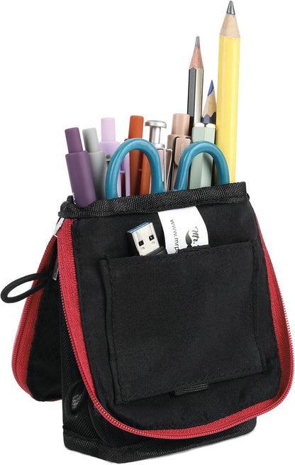 Mr. Pen- Standing Pencil Case Pouch, Sit & Lay Mesh-View Design, Black & Gray, Interior Pocket & 2 Elastic Binder Loops, Cute Pencil Case for Girls and Boys