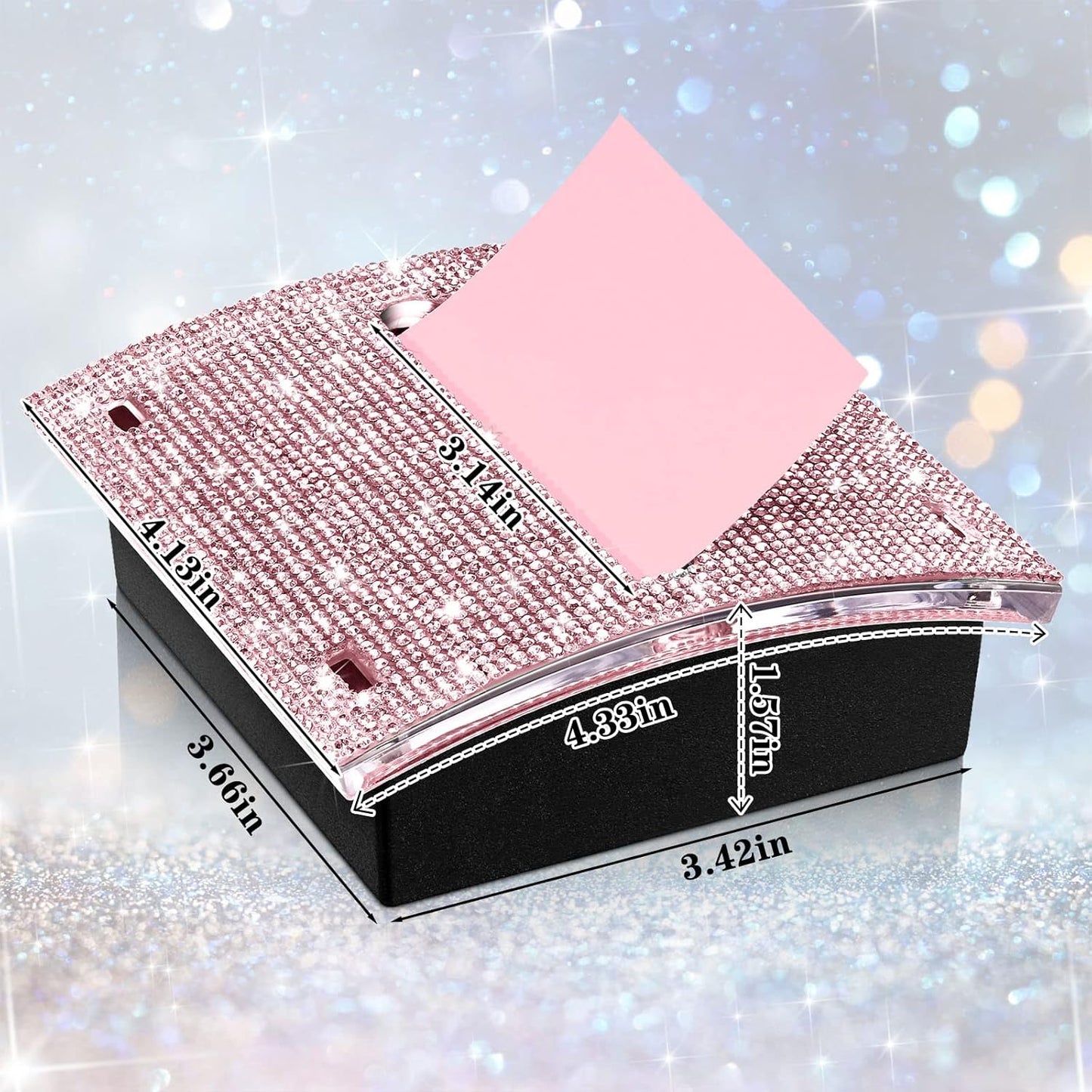 Eersida Rhinestone Self Stick Note Pad Holders 4 x 4 Inches Pink Cute Note Holder Sticky Dispenser Bling Memo Stick Dispenser for Office Employee Coworkers Gifts Home Desk Supplies