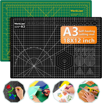 Worklion Self Healing Cutting Mat for Craft-Thickened 18inch x 12inch fabric sewing mat for quilting,rotary cutting, nonslip