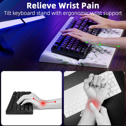 Ospelelf Tilt Keyboard Stand with Wrist Rest, Comfy Ergonomic Keyboard Riser Holder for Office Home
