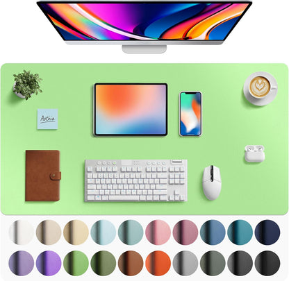 Aothia Leather Desk Pad Protector, Mouse Pad, Office Desk Mat, Non-Slip PU Leather Desk Blotter, Laptop Desk Pad, Waterproof Desk Writing Pad for Office and Home (Black,36" x 17") - Colors B