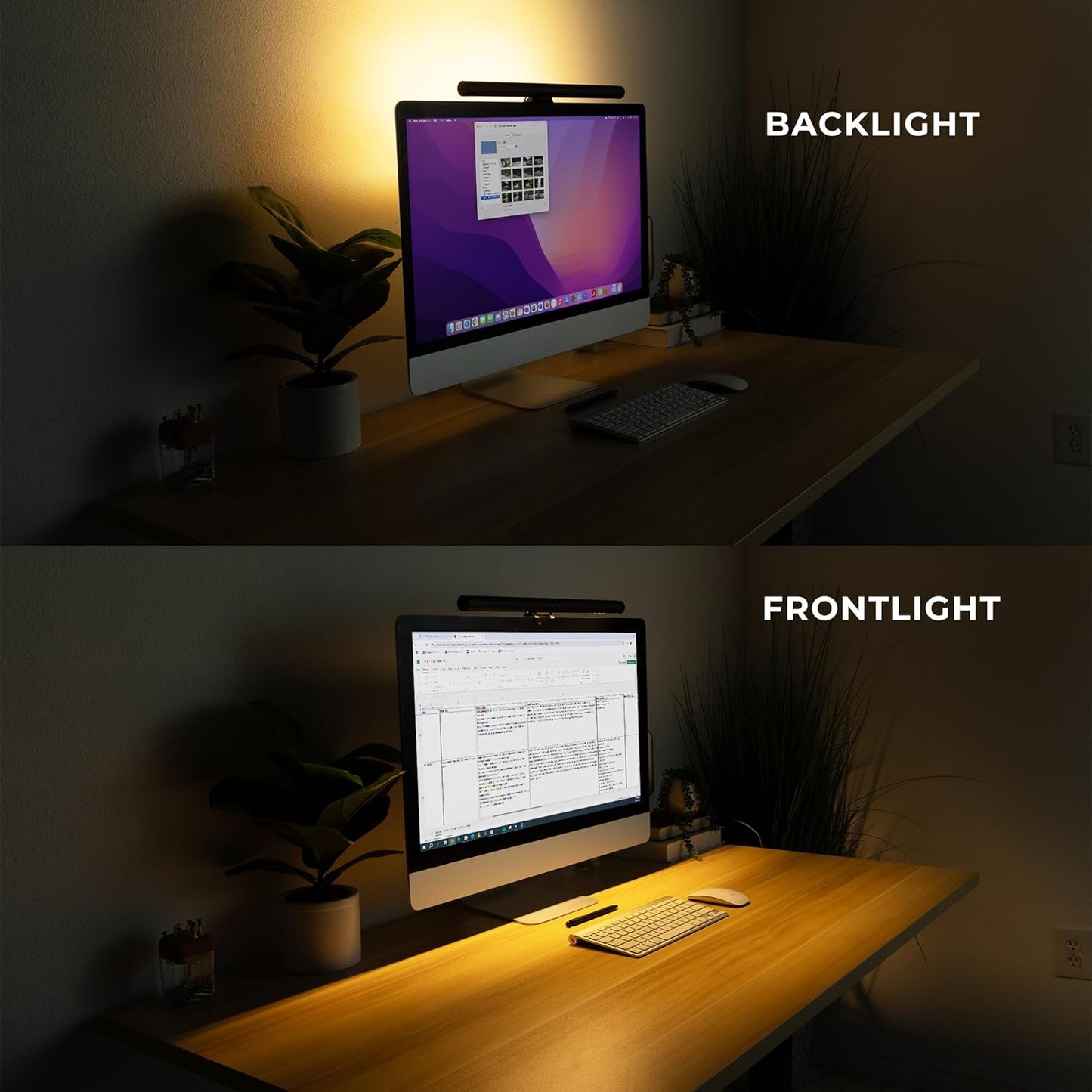 Mount-It! Monitor Light Bar, USB-Powered LED Lamp with Stepless Dimming and Adjustable Color Temperature, Eye-Caring Desk Light for Home, Office, and Gaming, Dual Light Modes, Space-Saving Design