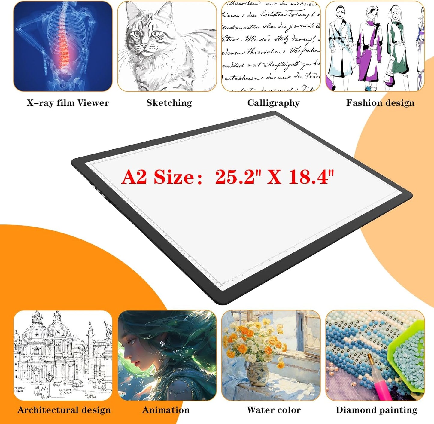 Phylosal Magnetic A3 Light Pad with Bag, Super Bright Light Box with Side Button, Diamond Art Light Board, Lightbox for Tracing and Drawing, USB Power Light Table for Sketching, Weeding Vinyl (White)