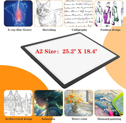 Phylosal Magnetic A3 Light Pad with Bag, Super Bright Light Box with Side Button, Diamond Art Light Board, Lightbox for Tracing and Drawing, USB Power Light Table for Sketching, Weeding Vinyl (White)