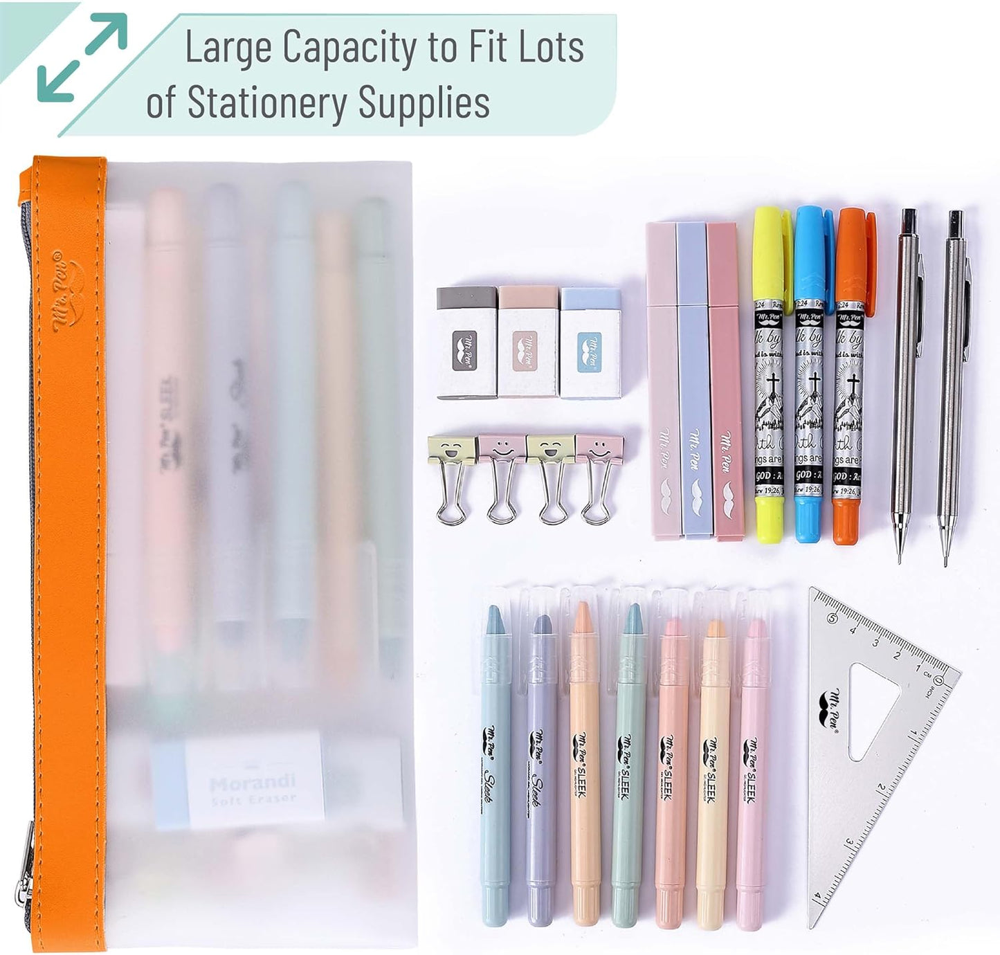 Mr. Pen- Clear Pencil Pouch, 8.50"x4.25", 3 Pack, Durable TPU Material, Medium Water-Resistant Pencil Bags with Smooth Zipper, Multipurpose Clear Pouch for Stationery, School, Office, Travel Supplies