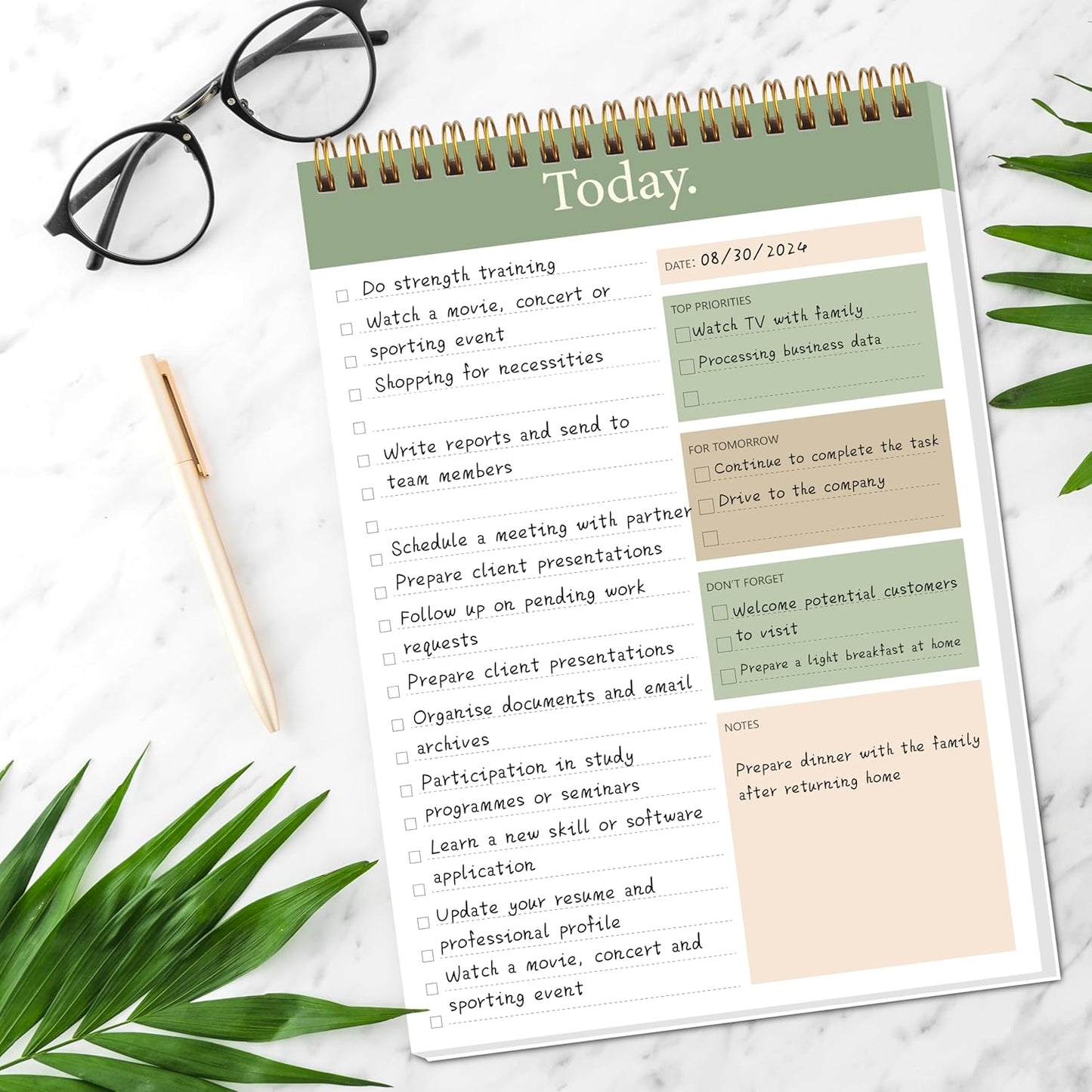 104 Pgs To Do List Notepad - Daily Planner Notepad Undated 52 Duplex-Printed Undated Sheets Tear Off, 6.5" x 9.8" Checklist Productivity Organizer with Hourly Schedule for Tasks