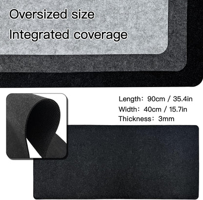 Large Felt Desk Mat, 35.4"x15.4" Felt Desk Pad - Non-Slip Keyboard Mat & Mouse Pad for Office and Gaming, Water Resistant Desktop Protector for Computer, Home, Work (Black Gray)