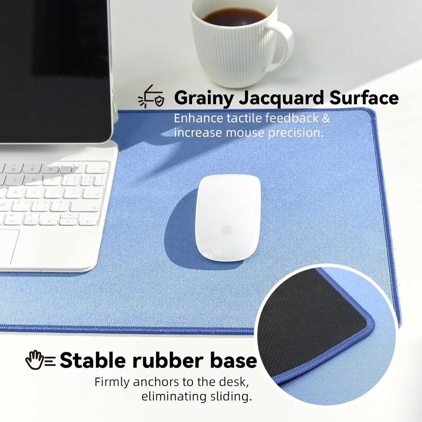 Reniteco Waterproof Large Gaming Mouse Pad with Durable Stitched Edges, Non-Slip Rubber Base, Grainy Jacquard Mouse Mat Desk Pad for Home Office Gaming, 31.5''x11.8''x0.12'', Matte Beige