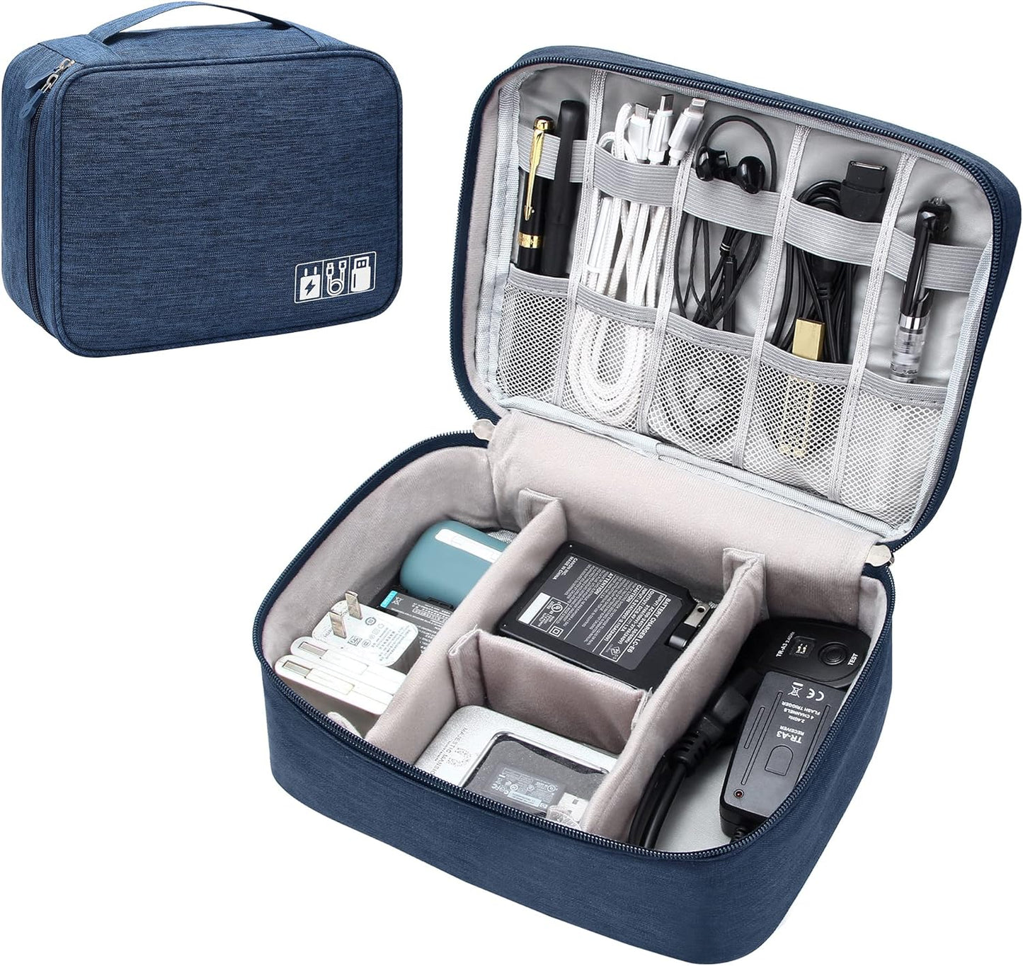 SELLYFELLY Electronic Bag Travel Cable Accessories Bag Waterproof Double Layer Electronics Organizer Portable Storage Case for Cable, Cord, Charger, Phone, Adapter, Power Bank, Kindle, Hard Drives