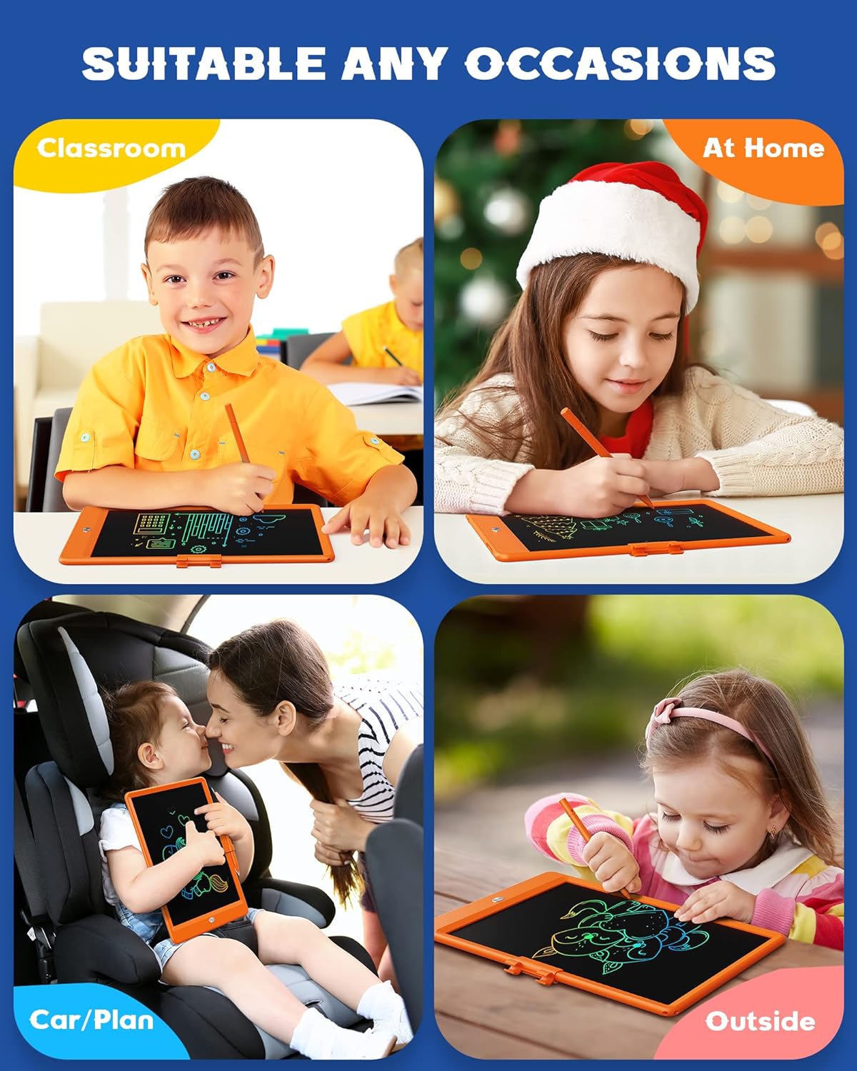 Bravokids 12 Inch LCD Writing Tablet for 3 Year Olds - Electronic Drawing Pad and Doodle Board as Educational Birthday Gifts for Girls and Boys (Pink)