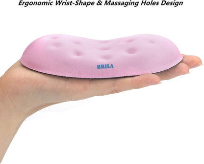 BRILA Ergonomic Memory Foam Mouse Wrist Rest Support Pad Cushion for Computer, Laptop, Office Work, PC Gaming - Massage Holes Design - Wrist Pain Relief (Black Mouse Wrist Rest)