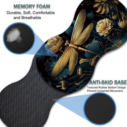 Mouse Wrist Rest and Keyboard Wrist Rest Pad Set, Non-Slip Rubber Base Smooth Surface Ergonomic Gaming Mouse Pad for Easy Typing and Pain Relief, Antique Blue Wood Grain Dog Paw + Coaster