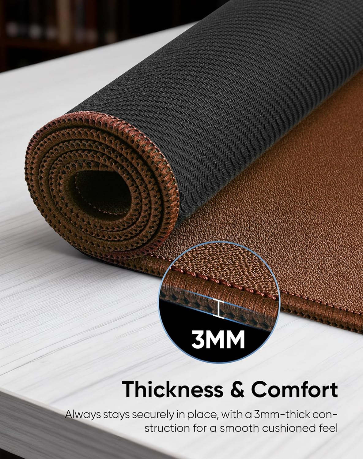 Reniteco Waterproof Large Gaming Mouse Pad with Durable Stitched Edges, Non-Slip Rubber Base, Grainy Jacquard Mouse Mat Desk Pad for Home Office Gaming, 31.5''x11.8''x0.12'', Matte Beige
