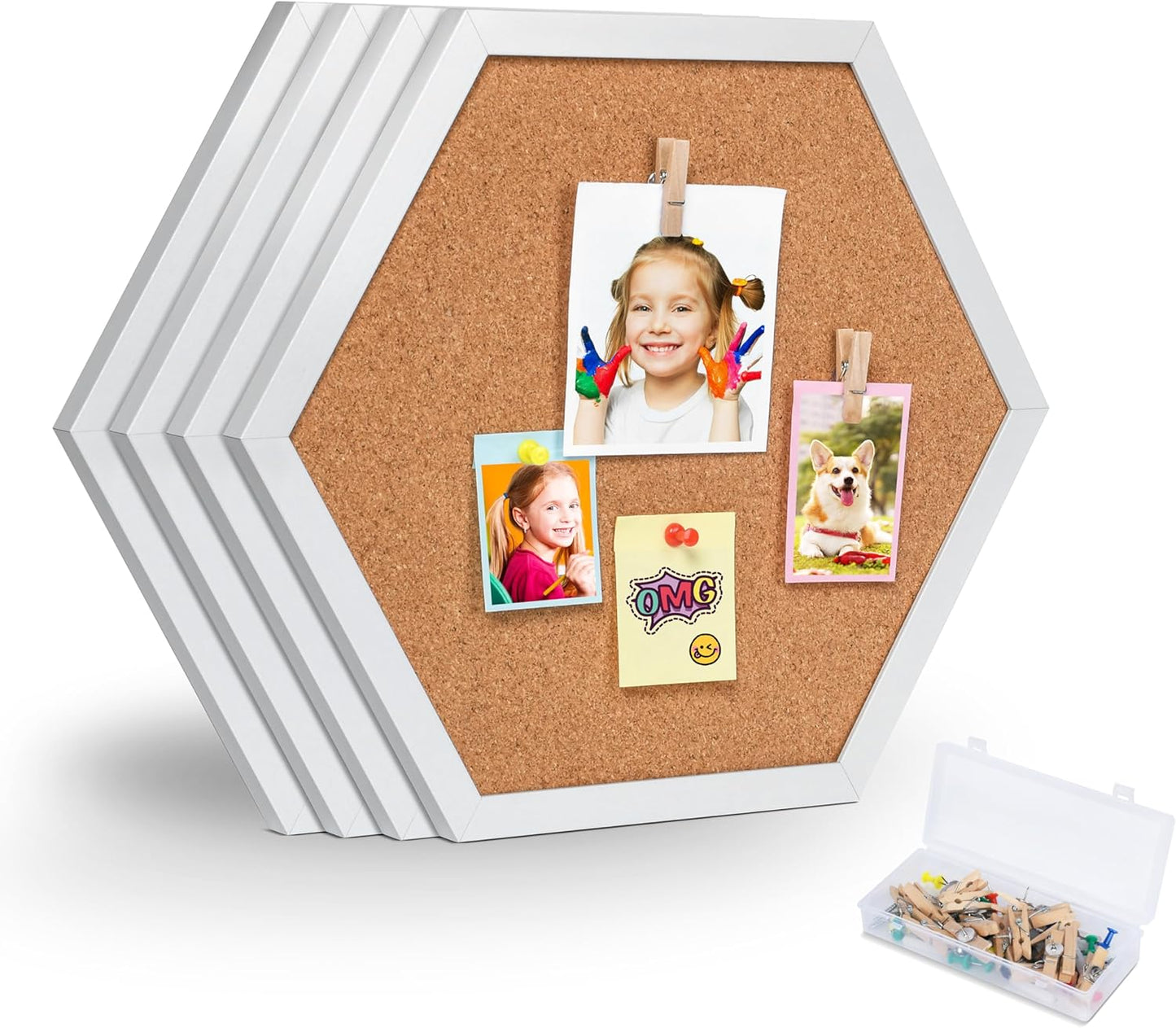 Cork Board Tiles - 4 Packs Adhesive Corkboards for Wall, Small Cork Board Squares Decorative for Office, School & Home