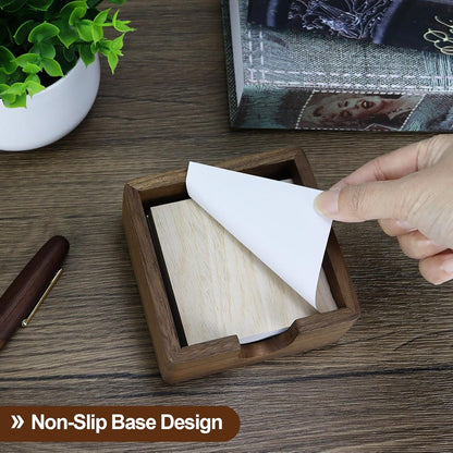 Buqoo 4x6 Notepad Holder Dispenser, Walnut Wood Sticky Notes Memo Pad Holder Dispenser Desk Supplies Organizer Accessories for Office Home Schools