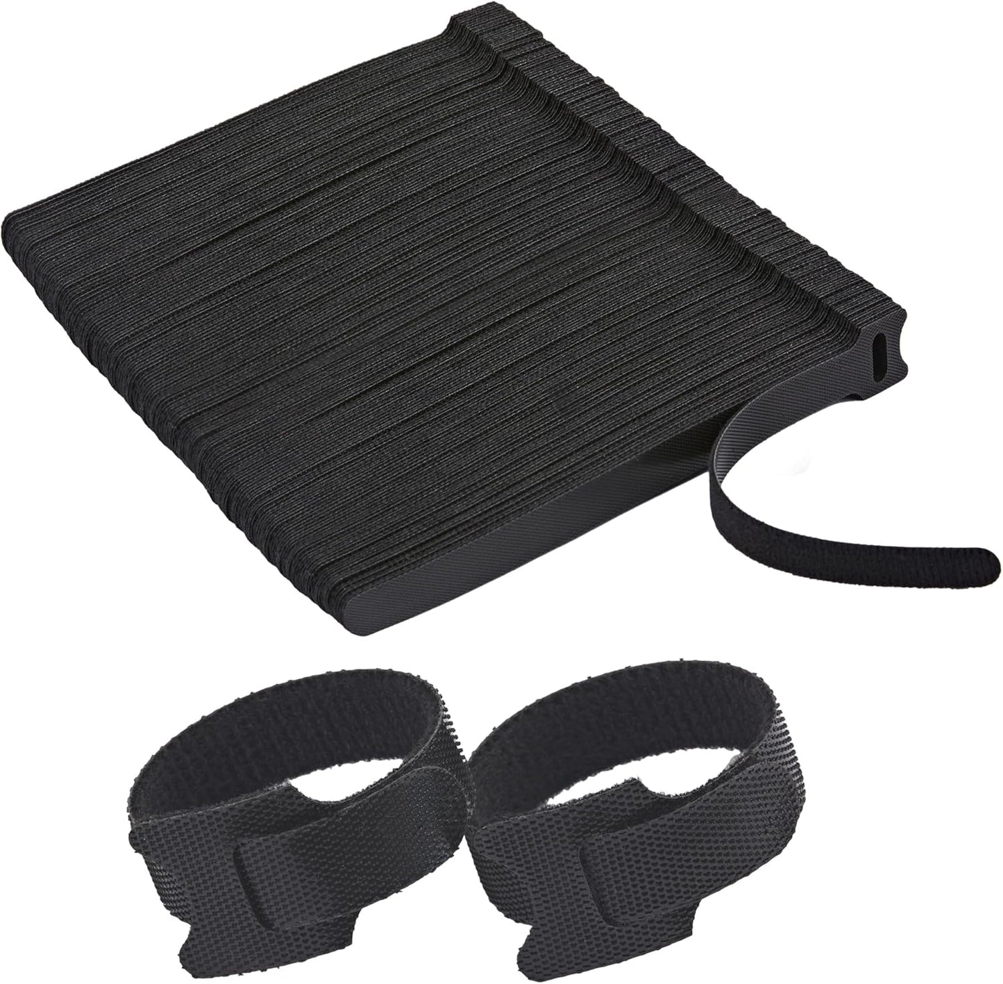 12 Inch Black Cable Ties 50 PCS Reusable Fastening Cable Straps Adjustable Hook & Loop Organizer Straps Cords Management for Home, Office and Data Centers