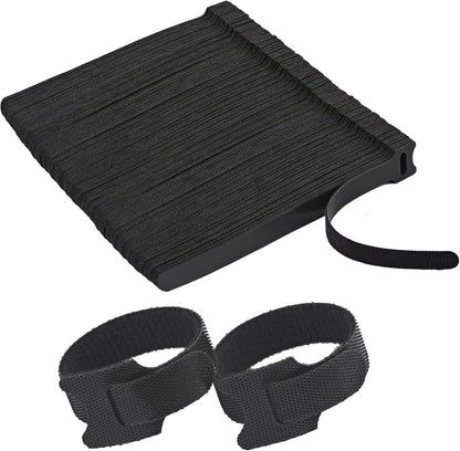12 Inch Black Cable Ties 50 PCS Reusable Fastening Cable Straps Adjustable Hook & Loop Organizer Straps Cords Management for Home, Office and Data Centers