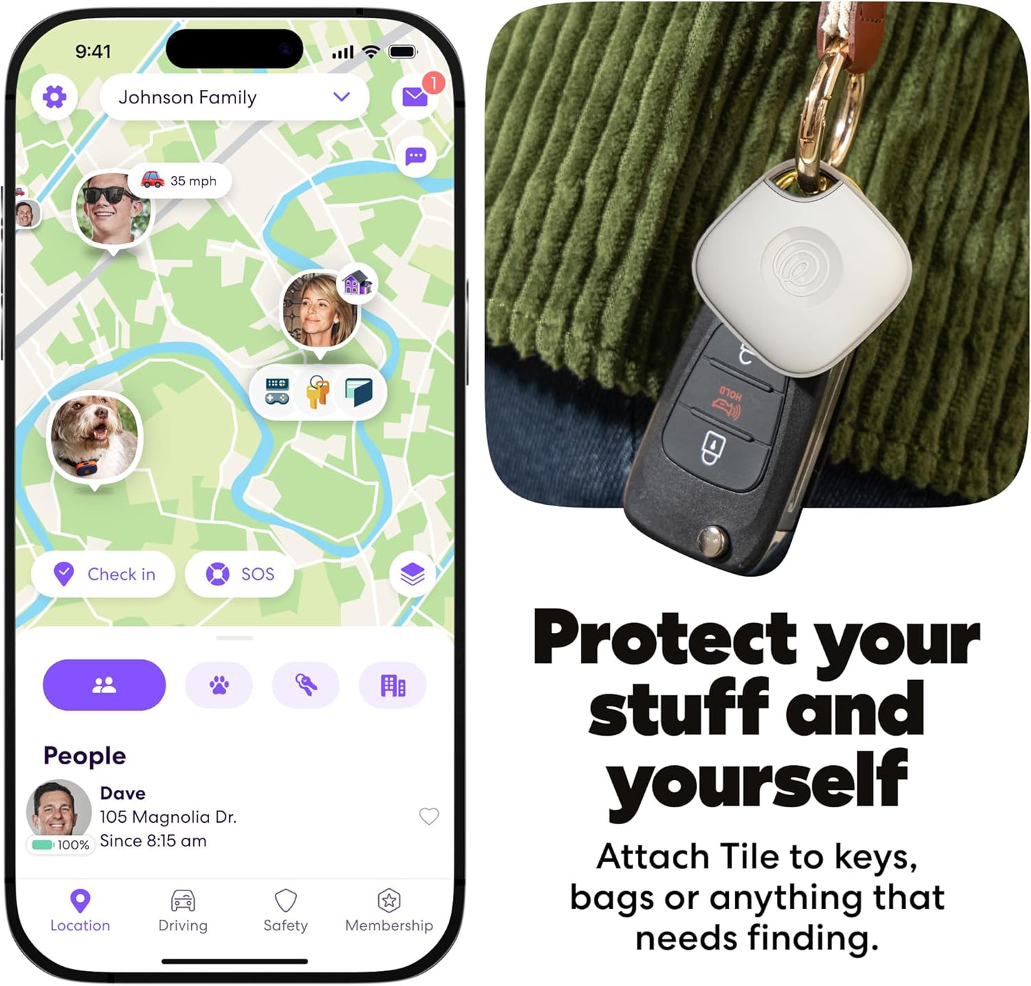 Life360 Tile - Bluetooth Tracker, Keys Finder and Item Locator for Keys, Bags and More. Phone Finder. Both iOS and Android Compatible. 2-Pack (Black/White)