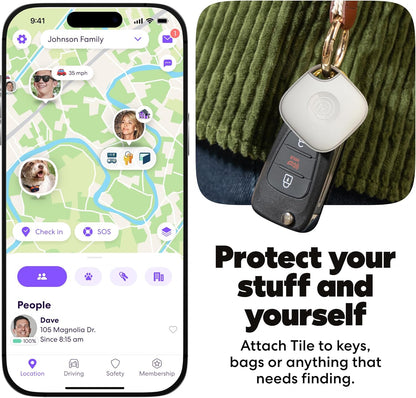 Life360 Tile - Bluetooth Tracker, Keys Finder and Item Locator for Keys, Bags and More. Phone Finder. Both iOS and Android Compatible. 2-Pack (Black/White)